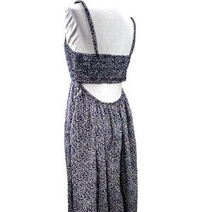 Old Navy maxi dress with open back, blue floral. Medium.